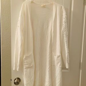 Long white cardigan